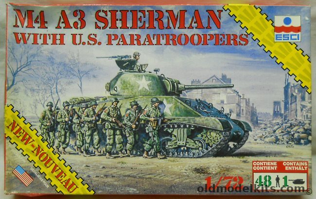 ESCI 1/72 M4A3 Sherman Tank With US Paratroopers, 8604 plastic model kit